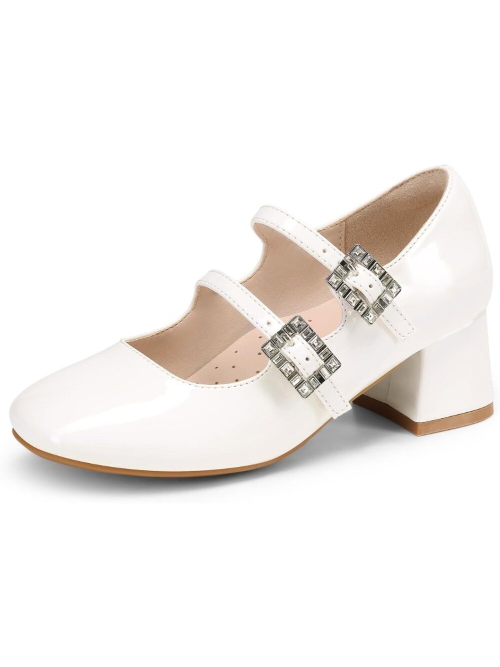 DREAM PAIRS Women's White Chunky Block High Heels Open Toe Stylish Ankle Strap